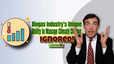 Image text: "Biogas Industrys Ability to Manage Climate Change"