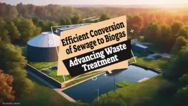 Image with text: "Efficient conversion of sewage to biogas."