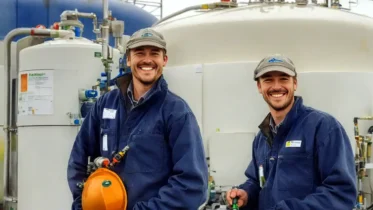 Technicians who are biogas innovators at an AD plant.