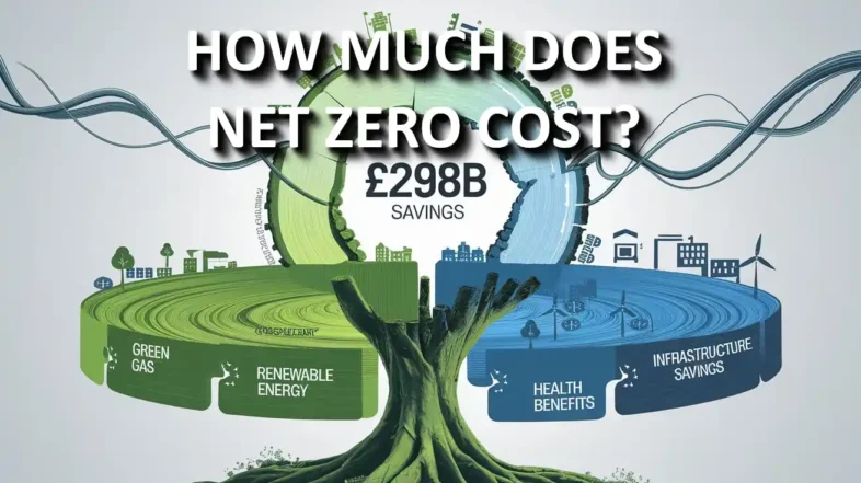 Net zero cost savings infographic with the text: "How much does net zero cost?"
