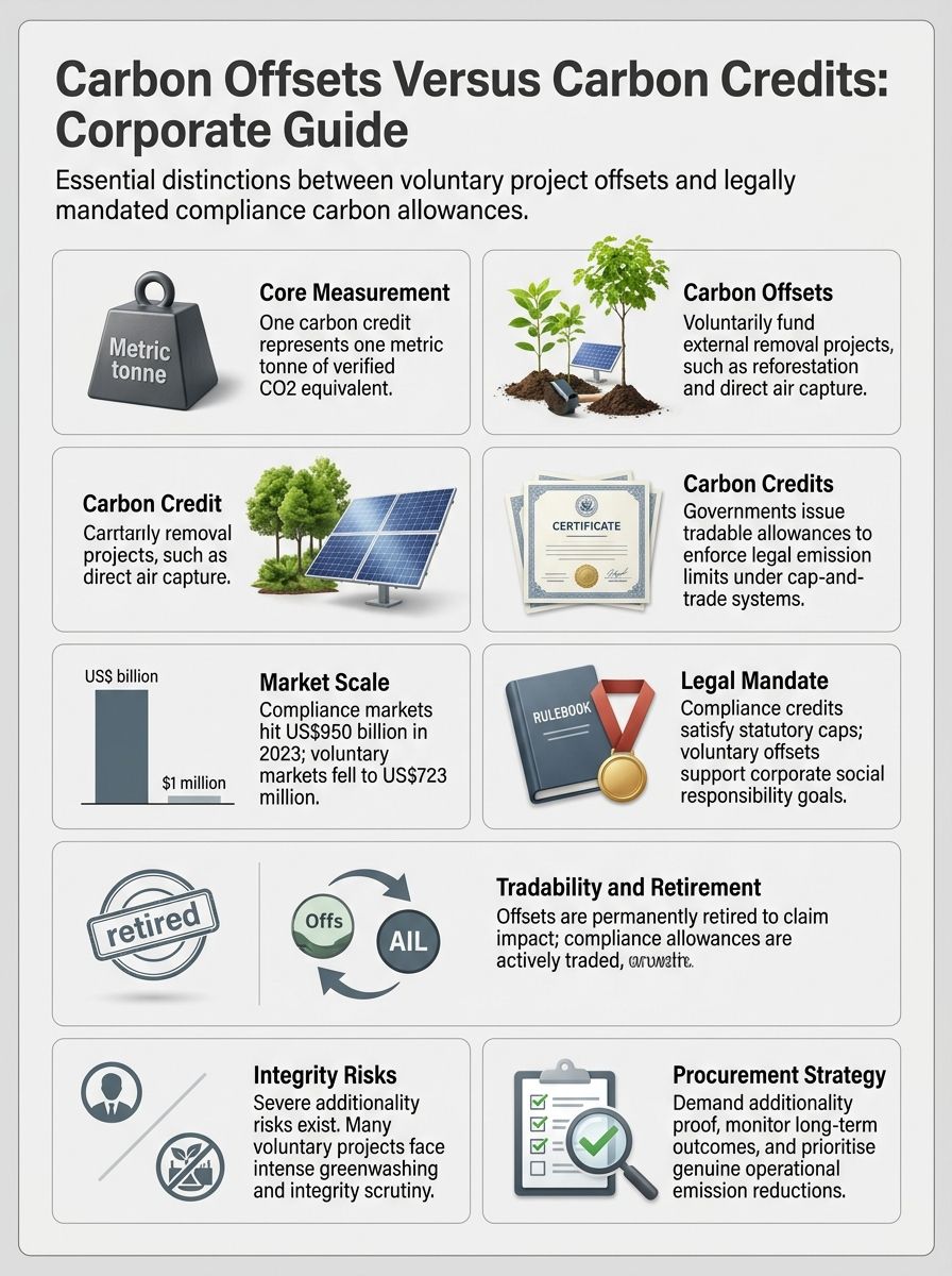 Carbon Offsets vs. Carbon Credits: Key Differences Explained for Corporate Buyers