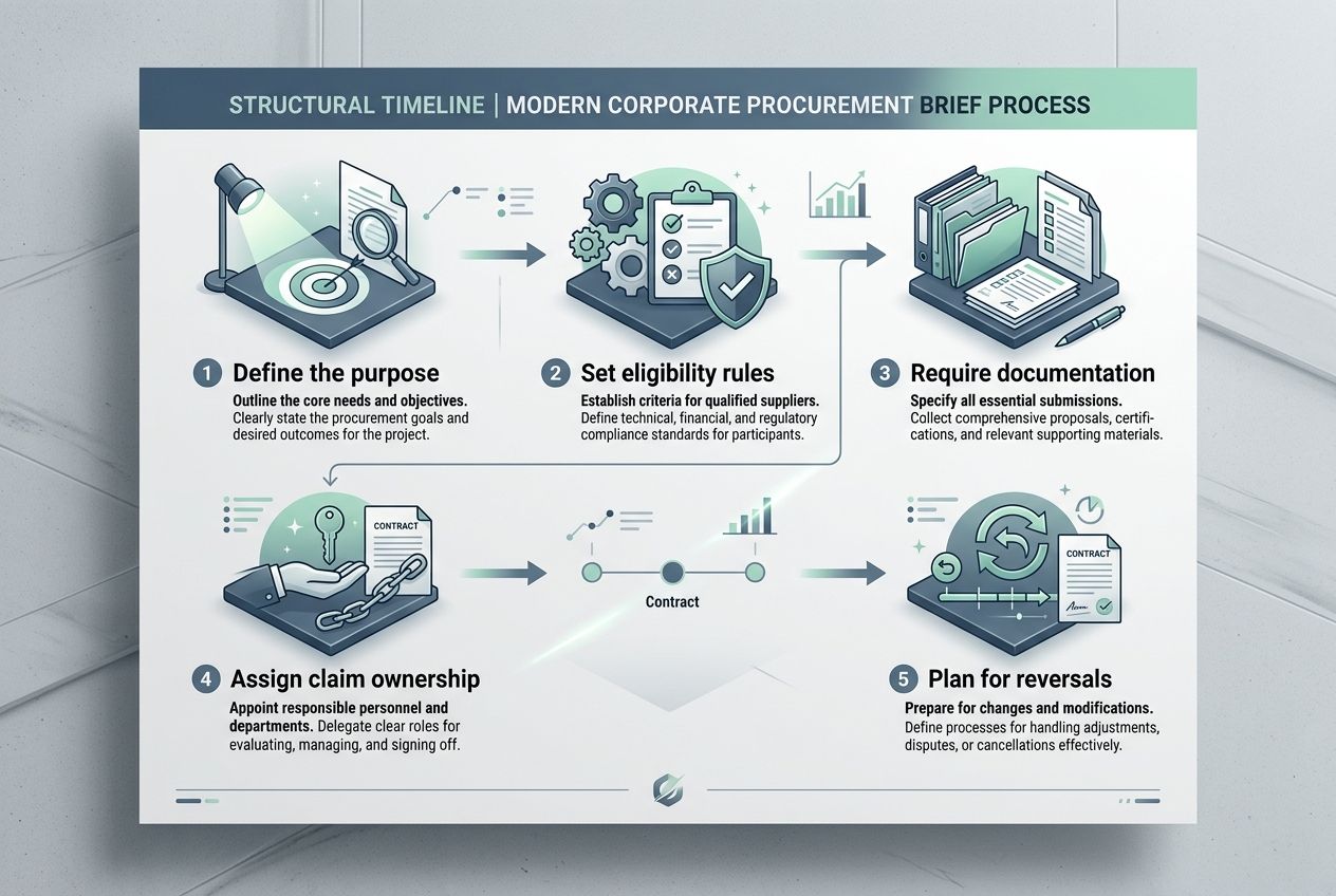 An infographic displaying the step-by-step process to build a corporate carbon procurement brief.